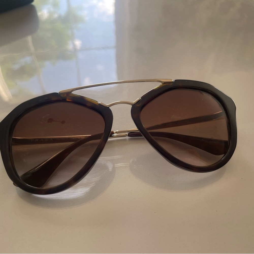 Prada Brown Aviator Sunglasses with Gradient Lenses